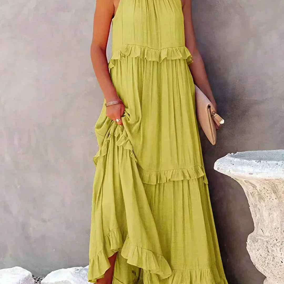 Robyn - Halter Ruffle Maxi Dress