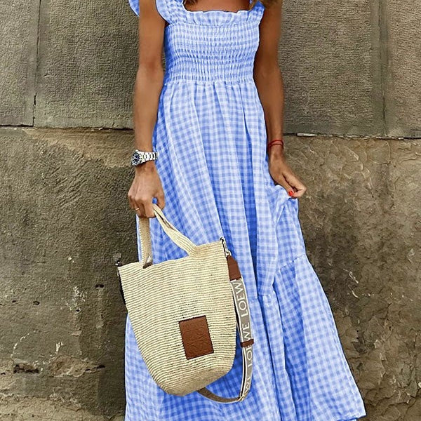 Ivara - Elegant Plaid Summer Dress