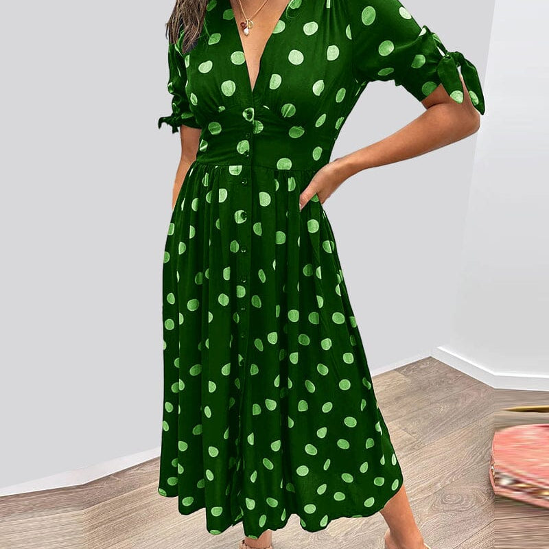 Bellamy - Polka Dots V-Neck Dress