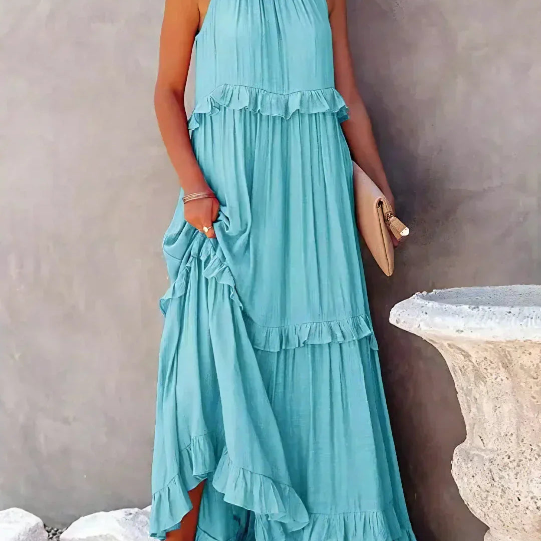 Robyn - Halter Ruffle Maxi Dress
