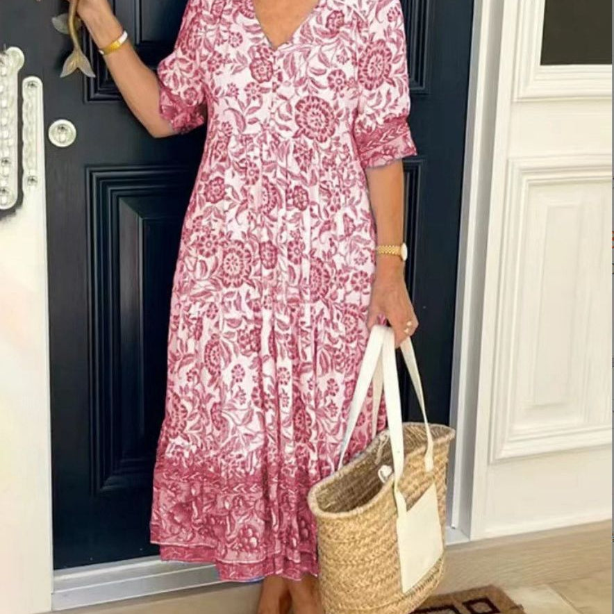 Azariah - Elegant Floral Dress with V-Neck